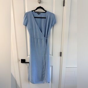 Style Envy Light Blue Wrap Midi Dress